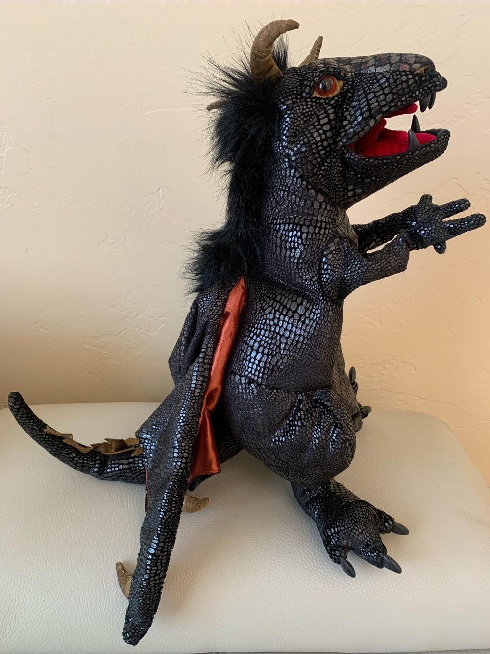 Folkmanis Black Dragon Hand Puppet 18” Pretend Play Fantasy Stuffed - Picture 10 of 10